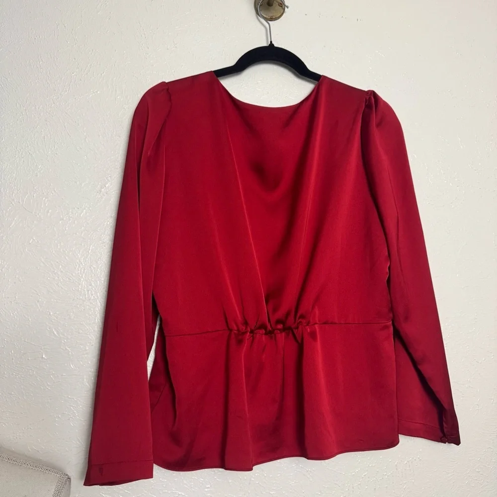 J. Crew Scarlet Peplum Satin Blouse‎